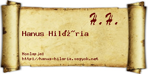 Hanus Hilária névjegykártya